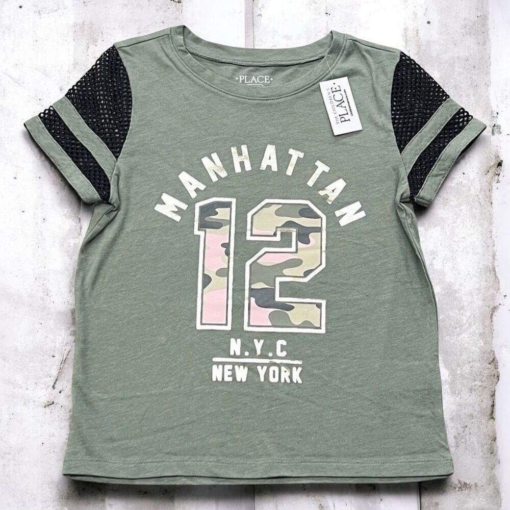 Childrens Place Girls Medium 7-8 Top Green Camo Shirt Manhattan New York NYC #12